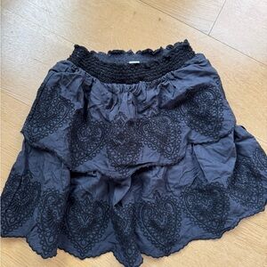 American Eagle Outfitters Black Embroidered Mini Skirt